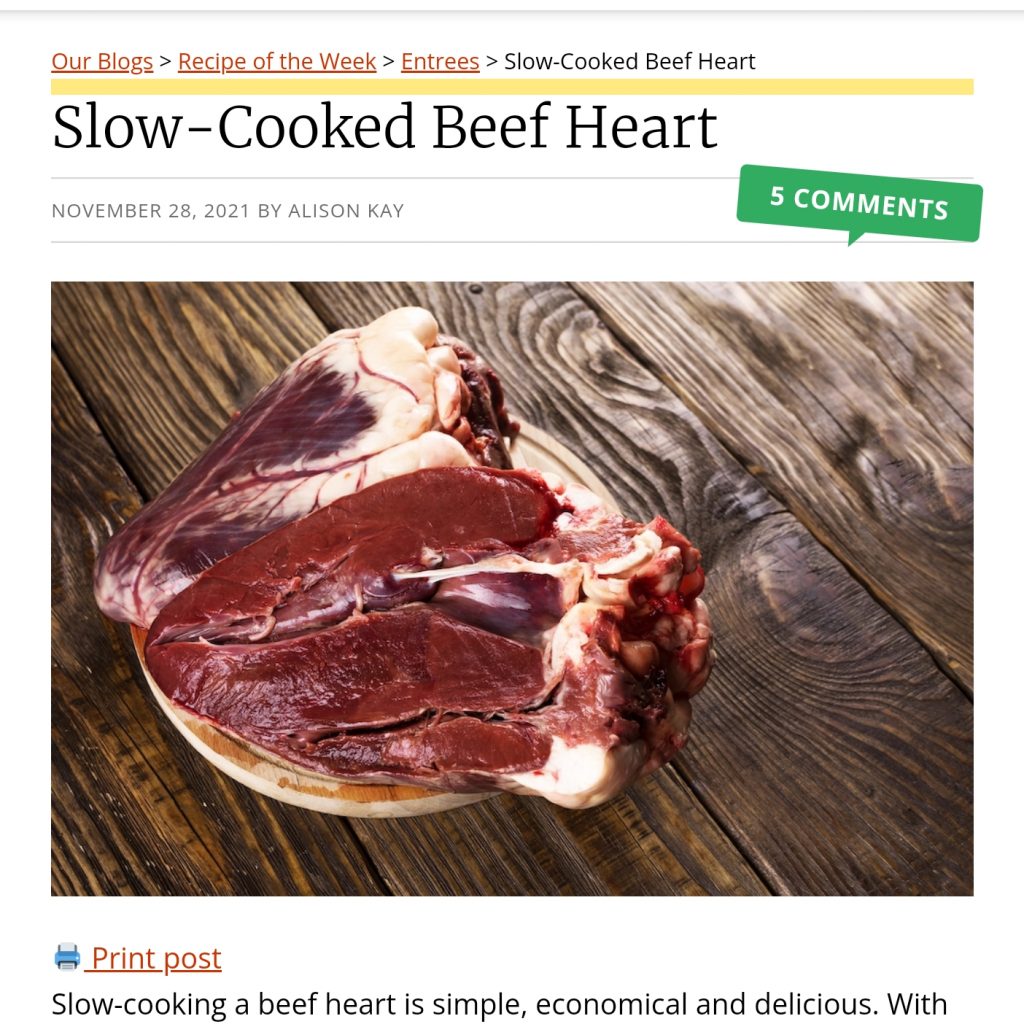 Slow Cooker Beef Heart Recipe - The Frugal Farm Wife